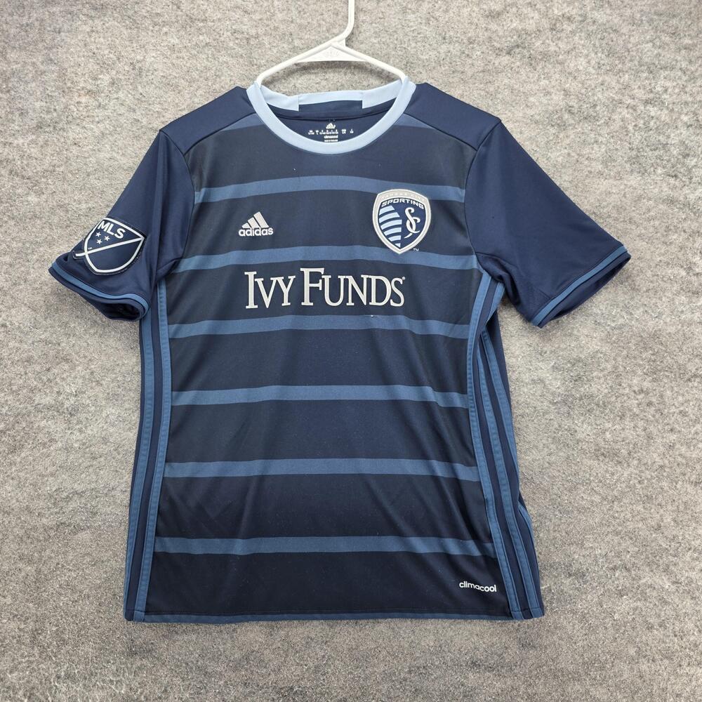 Sporting Kansas City Jersey Boys Large Navy Blue MLS Soccer Adidas Climacool